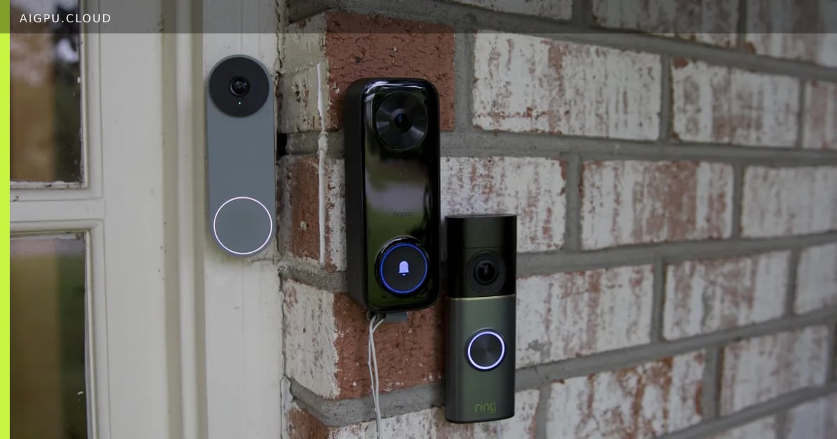 Apple HomeKit Secure Video, Ring, and Google Nest video doorbells with AI notification overlays