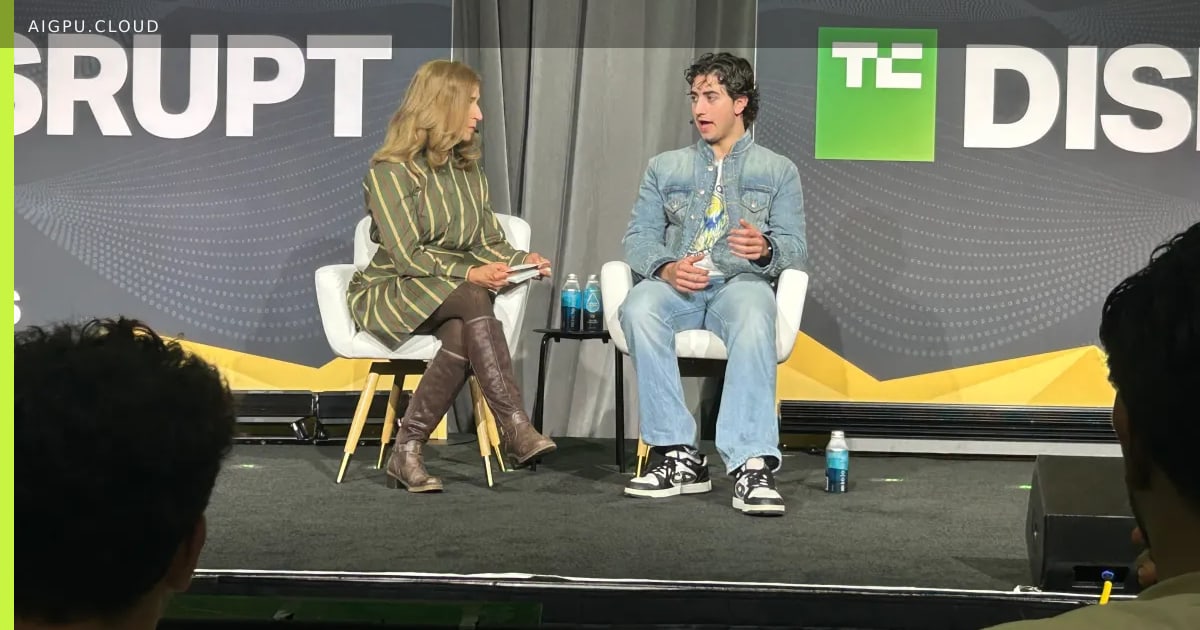 Cal AI founder Zach Yadegari on stage at TechCrunch Disrupt discussing influencer marketing strategy