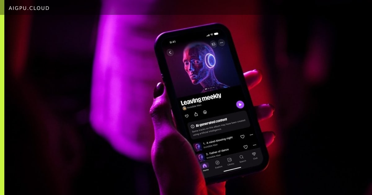 Deezer interface showing toggle to filter AI-generated music