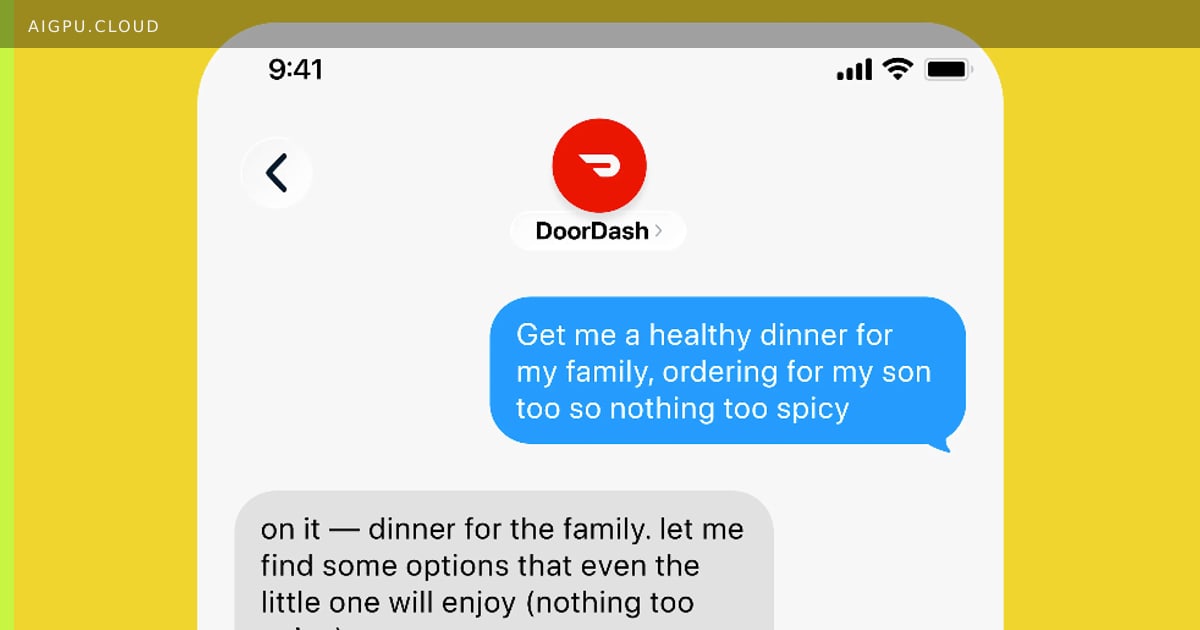 DoorDash AI agent chat interface on iPhone Messages