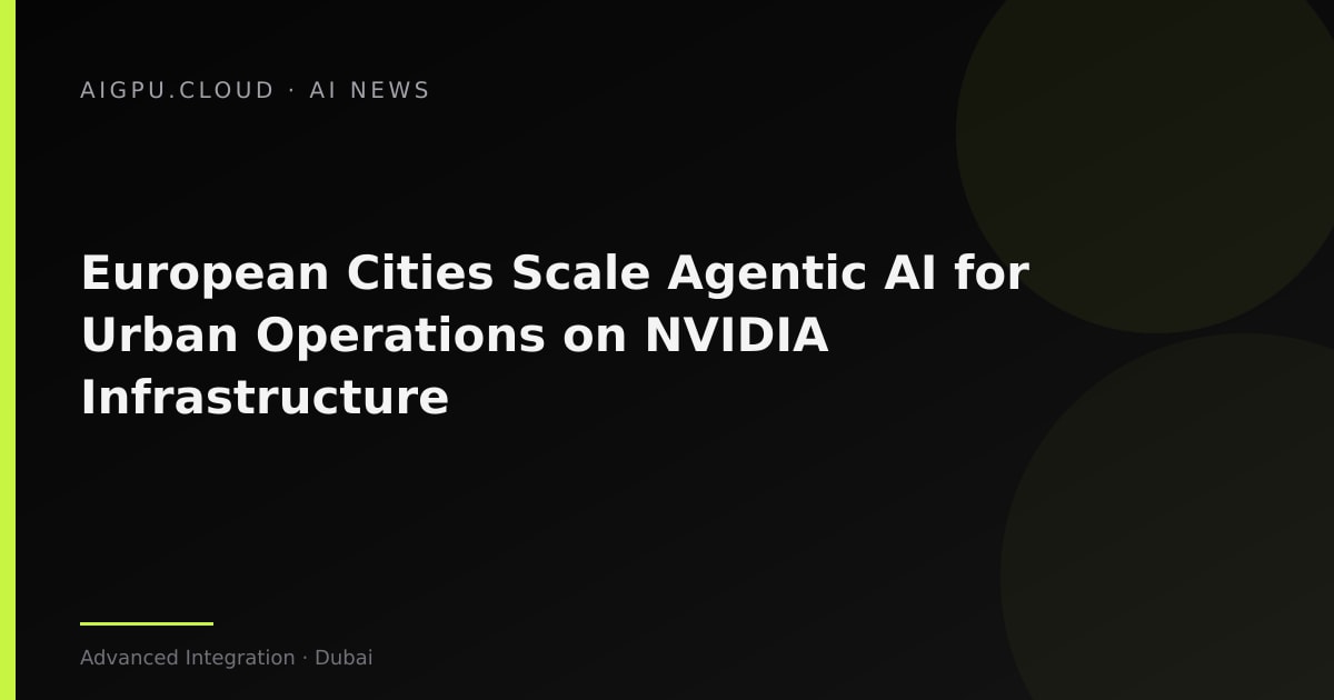 European city skyline with digital twin overlay showing AI agent monitoring urban infrastructure