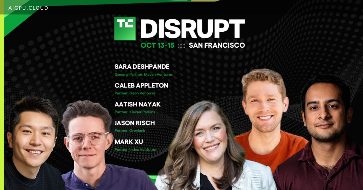 Panel of five venture‑capital judges seated on stage at TechCrunch Disrupt 2026