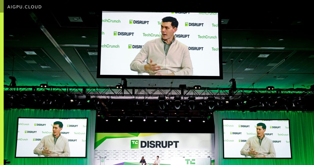 Flock CEO Garrett Langley speaking on stage at TechCrunch Disrupt