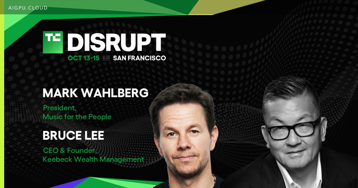 Mark Wahlberg on stage at TechCrunch Disrupt 2026 discussing health‑focused AI investments