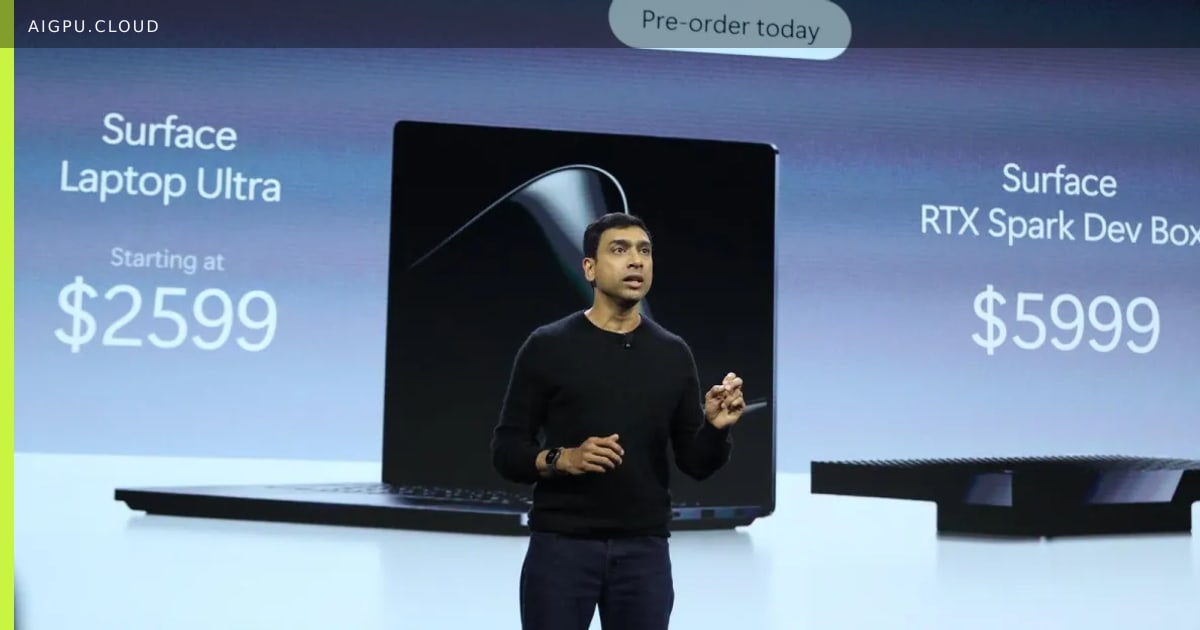 Surface Laptop Ultra displayed on stage at the Microsoft event