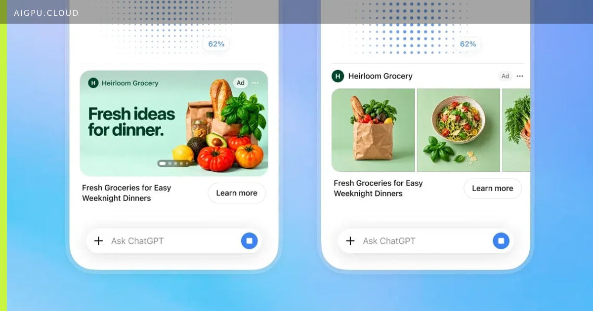 ChatGPT with integrated sponsored product images in the background