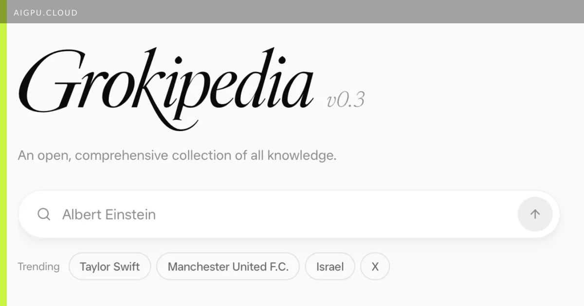 Screenshot of Grokipedia's refreshed homepage showing 3D book models and live edits tracker