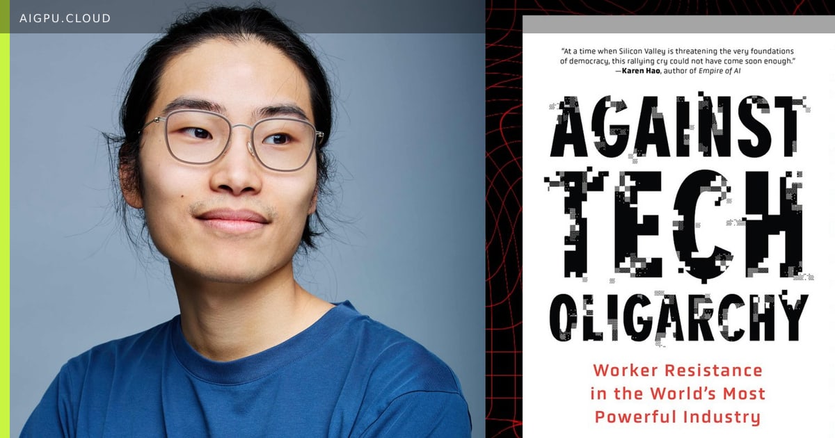 Book cover of Against Tech Oligarchy showing stylized worker fists rising against a circuit-board backdrop