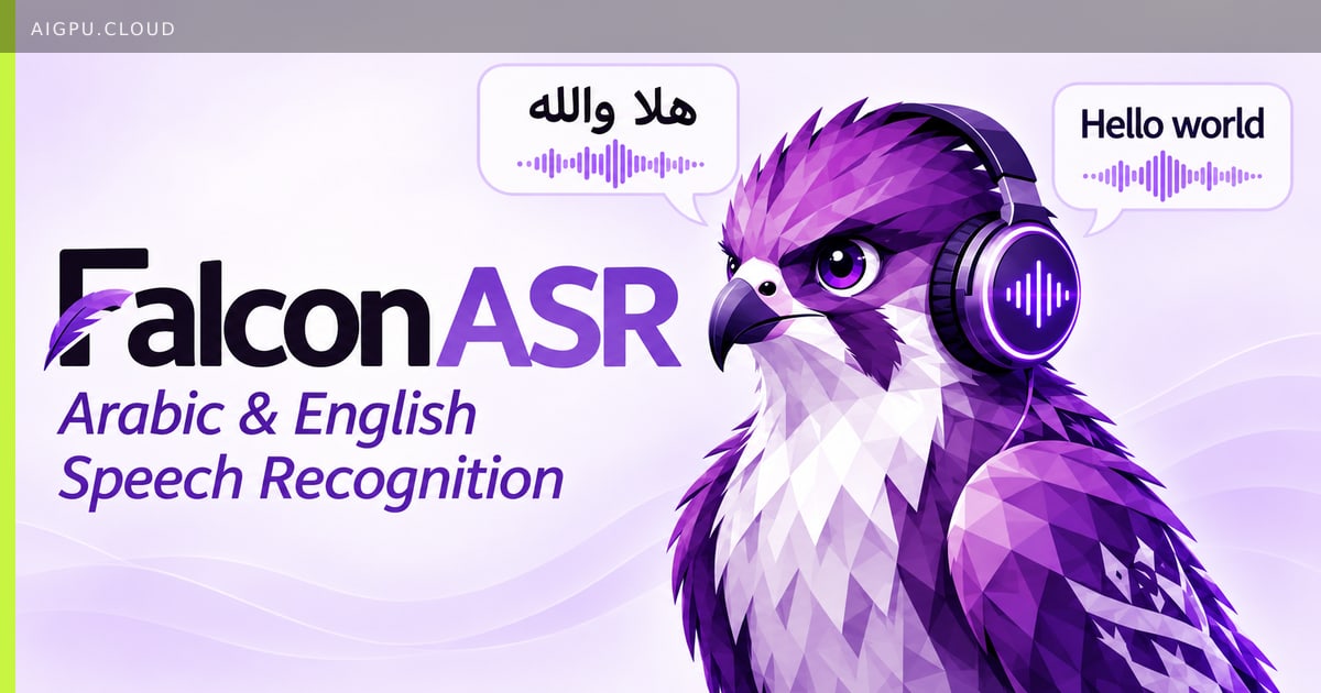 Falcon-ASR model card showing Arabic speech recognition benchmarks and Emirati dialect performance
