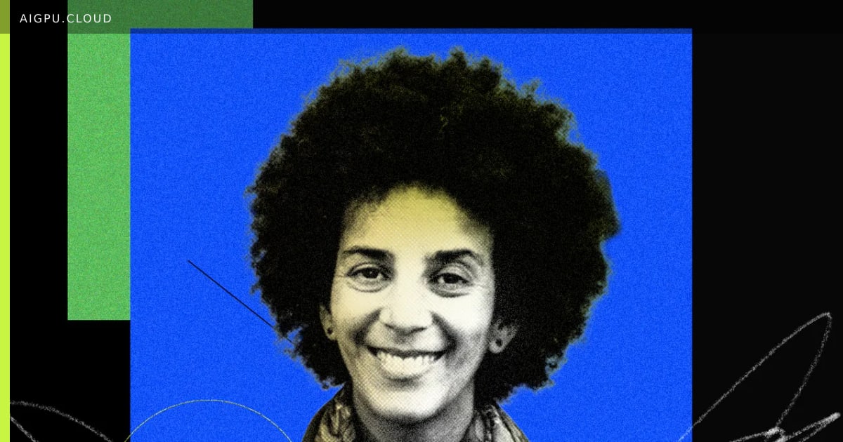 Timnit Gebru speaking at a technology conference