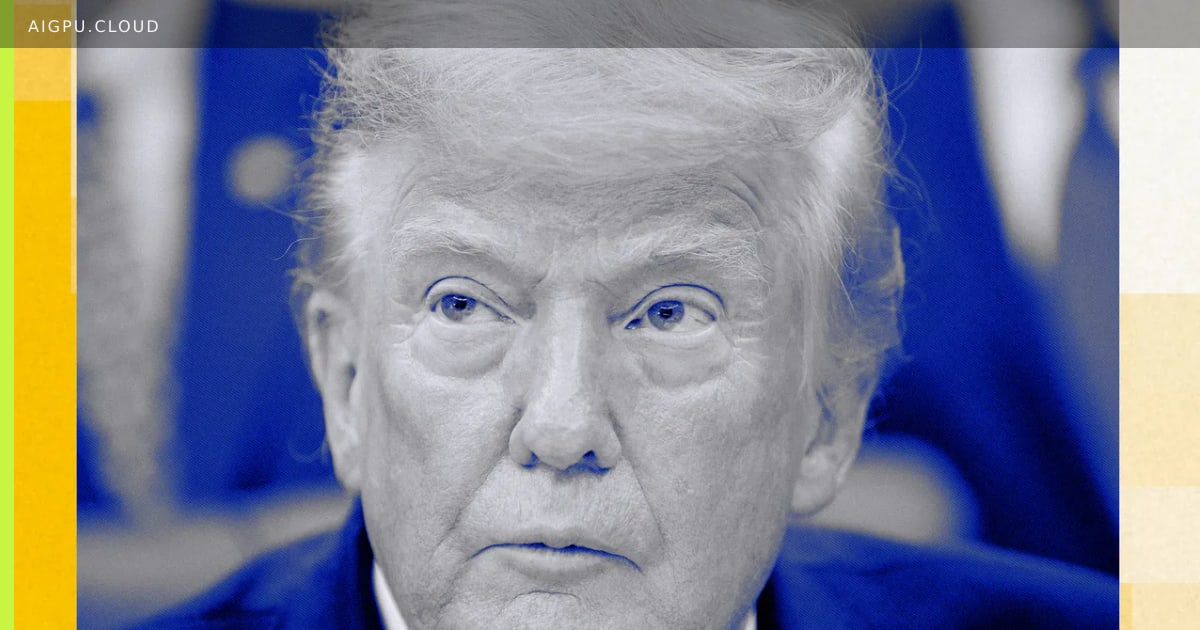 Illustration of a presidential seal merged with AI circuitry